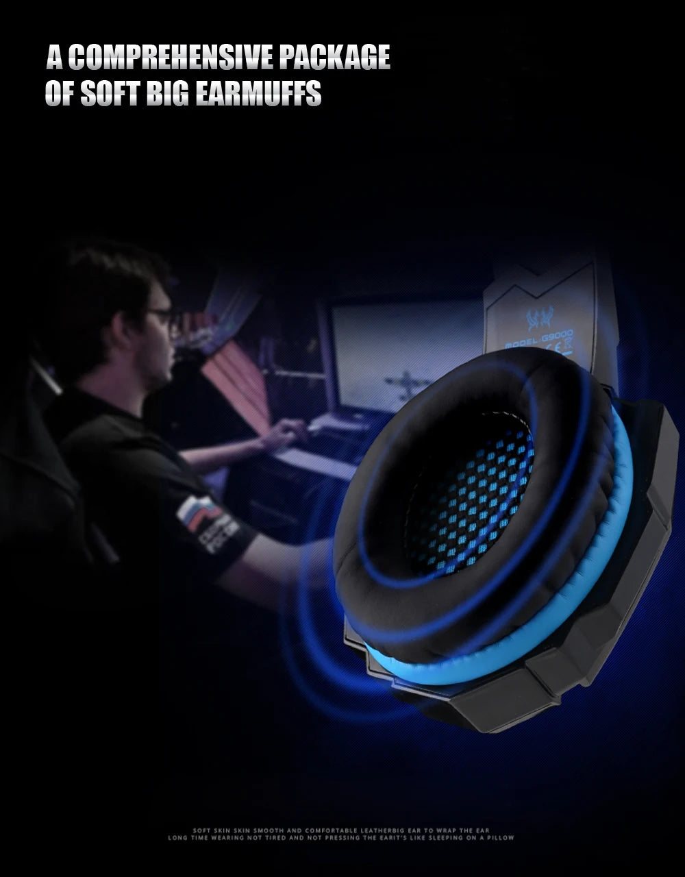Casque de jeu G2000 Basse profonde Casque stéréo Casque filaire Écouteur lumineux avec microphone pour PS5 PS4 XBOX PC Ordinateur portable