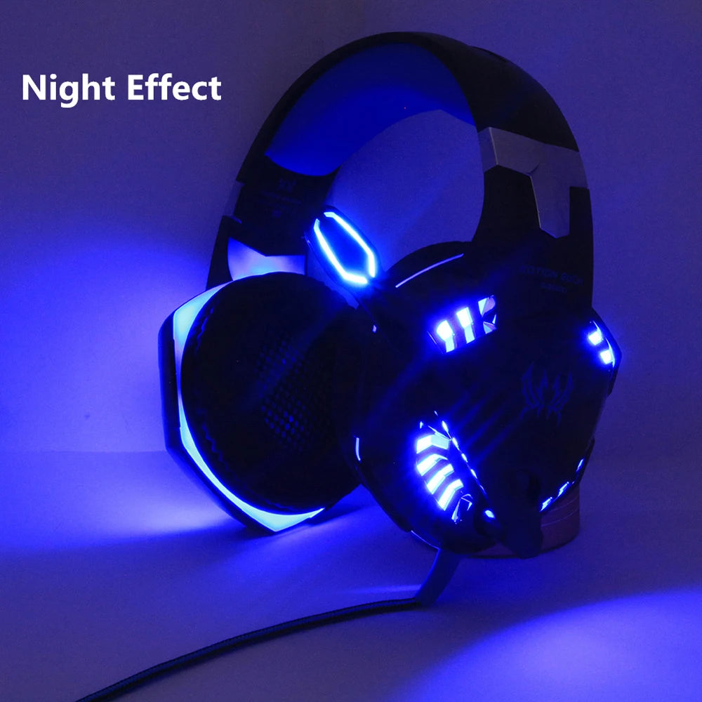 Casque de jeu G2000 Basse profonde Casque stéréo Casque filaire Écouteur lumineux avec microphone pour PS5 PS4 XBOX PC Ordinateur portable