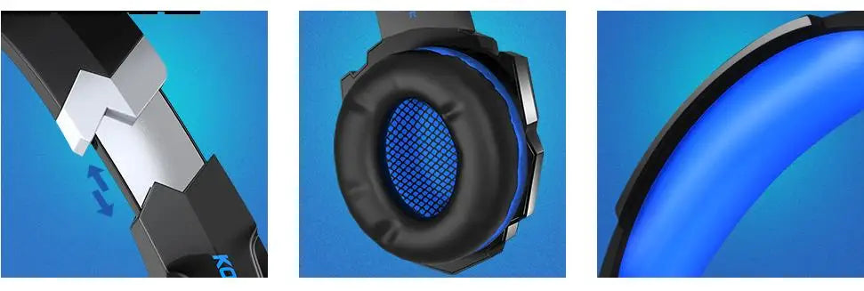KOTION EACH Casque de jeu Casque Deep Bass stéréo Casque de jeu avec microphone Lumière LED pour PS4 Phone Laptop PC Gamer
