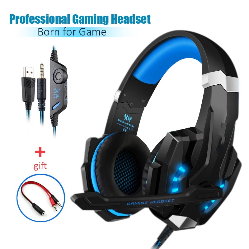 Casque de jeu G2000 Basse profonde Casque stéréo Casque filaire Écouteur lumineux avec microphone pour PS5 PS4 XBOX PC Ordinateur portable