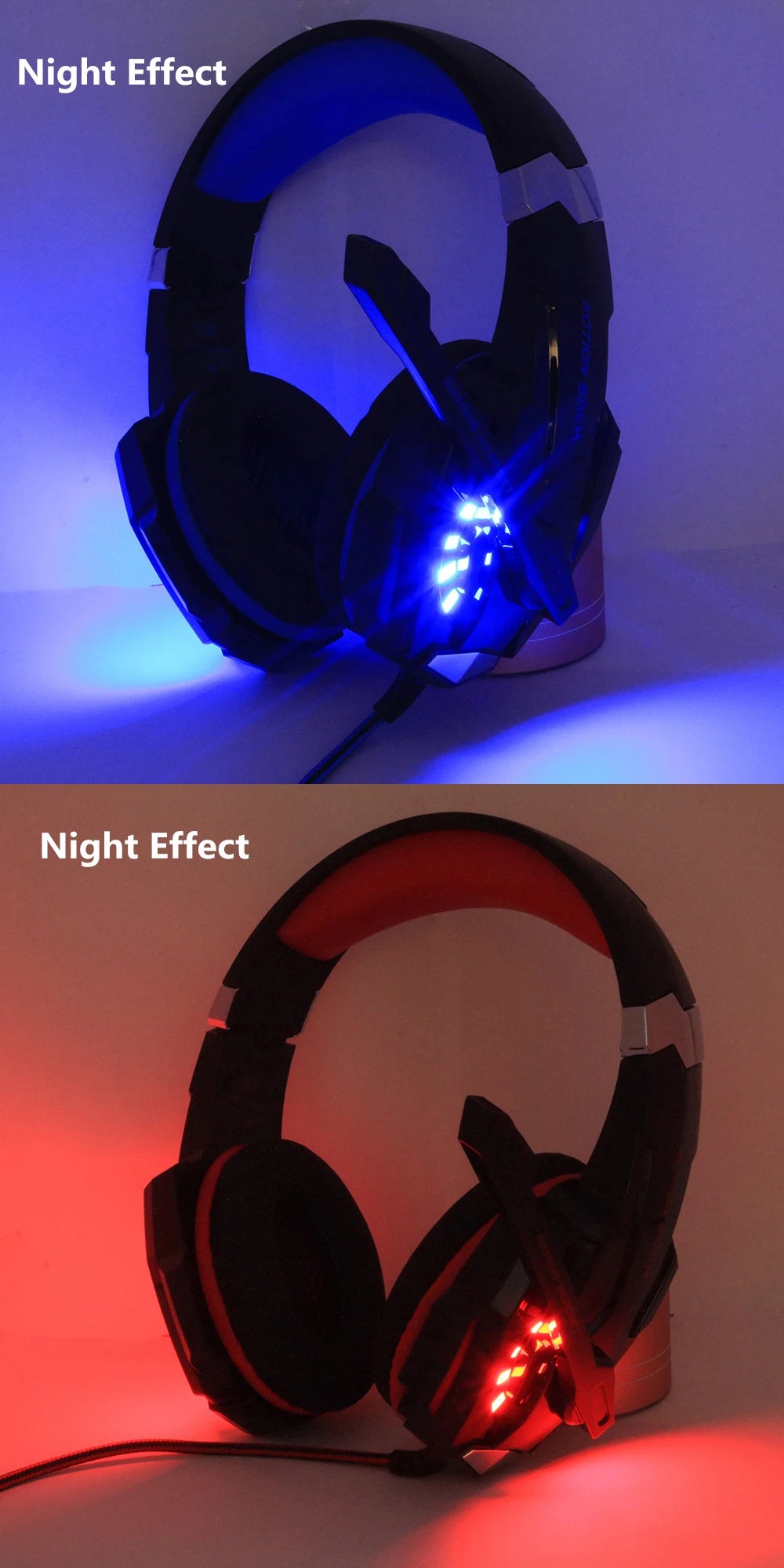 Casque de jeu G2000 Basse profonde Casque stéréo Casque filaire Écouteur lumineux avec microphone pour PS5 PS4 XBOX PC Ordinateur portable
