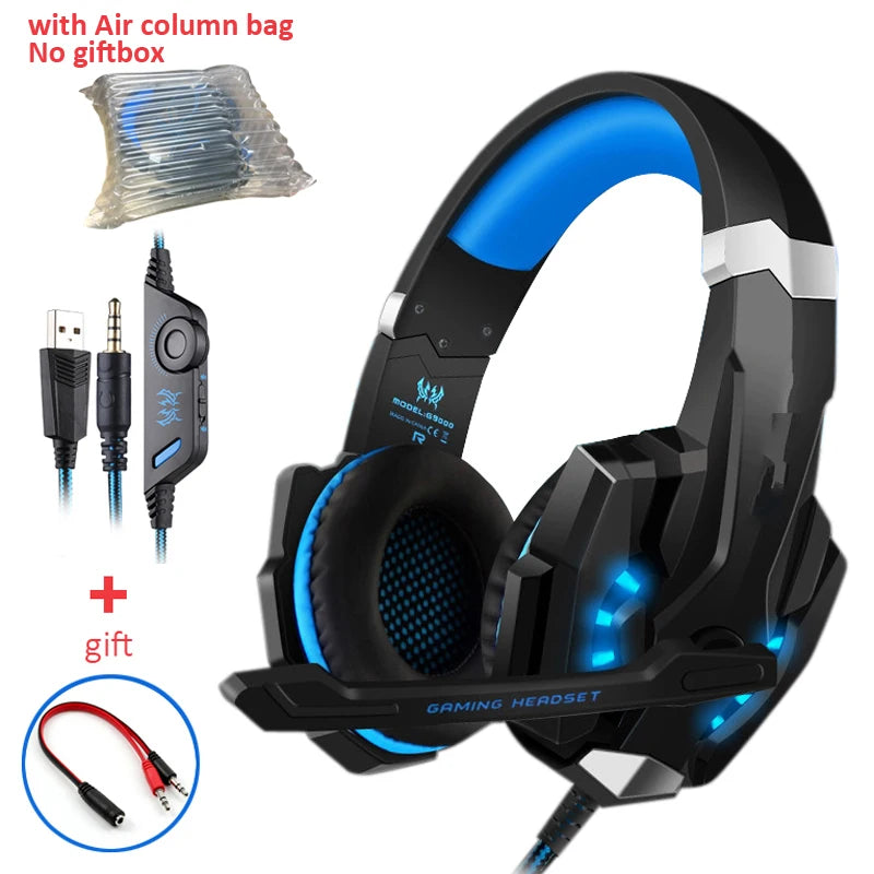 Casque de jeu G2000 Basse profonde Casque stéréo Casque filaire Écouteur lumineux avec microphone pour PS5 PS4 XBOX PC Ordinateur portable