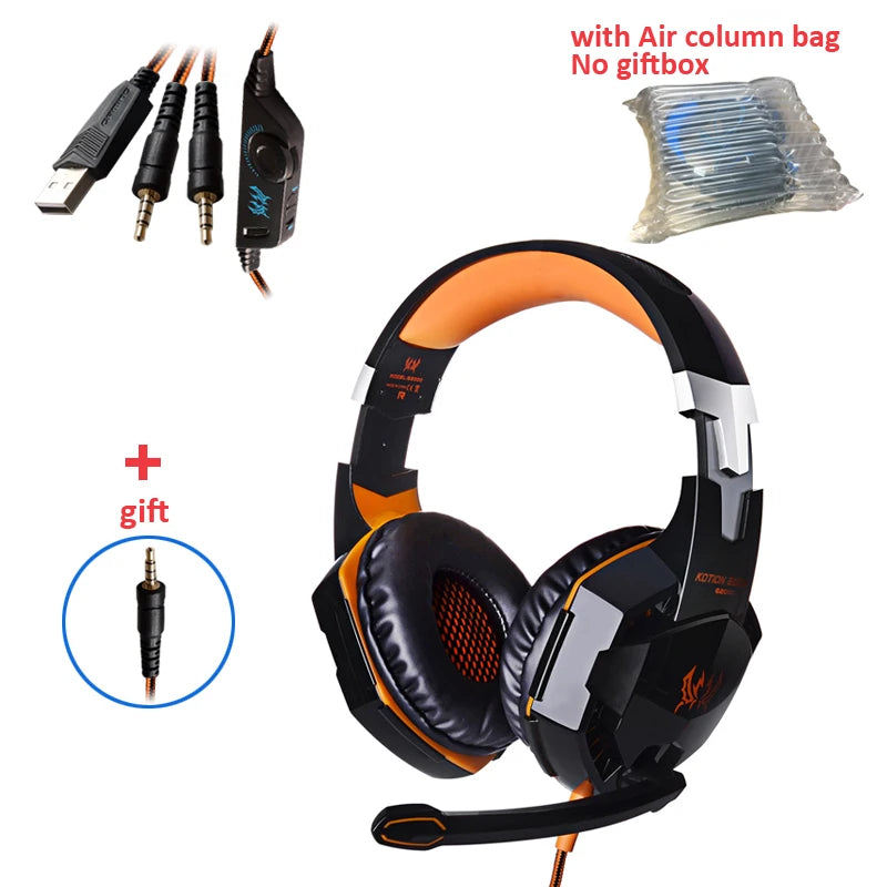 Casque de jeu G2000 Basse profonde Casque stéréo Casque filaire Écouteur lumineux avec microphone pour PS5 PS4 XBOX PC Ordinateur portable