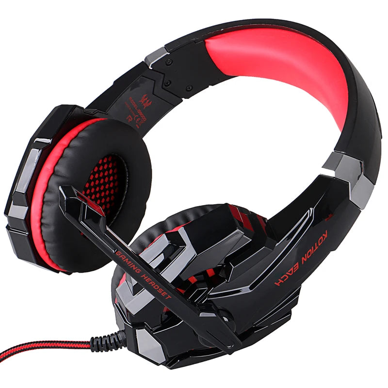 Casque de jeu G2000 Basse profonde Casque stéréo Casque filaire Écouteur lumineux avec microphone pour PS5 PS4 XBOX PC Ordinateur portable