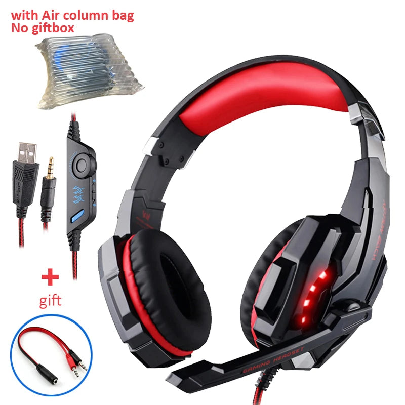 Casque de jeu G2000 Basse profonde Casque stéréo Casque filaire Écouteur lumineux avec microphone pour PS5 PS4 XBOX PC Ordinateur portable