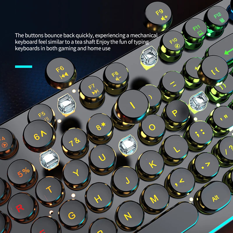 Clavier de joueur pour Dota LOL CS Esports Games Vintage Punk Style Gaming Teclados USB Wired RGB Light Multi Media Office Keyboard
