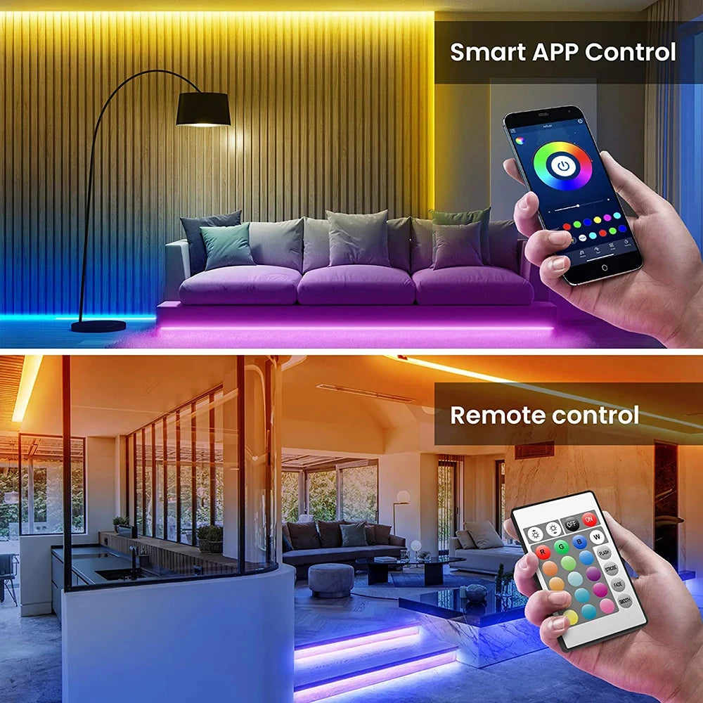 Bandes lumineuses LED Bluetooth Smart SMD 5050 APP Télécommande Ruban flexible Lampe à diode Ruban TV Rétroéclairage Salle de jeux Décoration de la maison