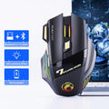 Souris de jeu sans fil USB IMICE GW-X7 3200DPI Double mode Rechargeable 7 touches 2.4Ghz Souris silencieuse Bluetooth LED de respiration 7 couleurs