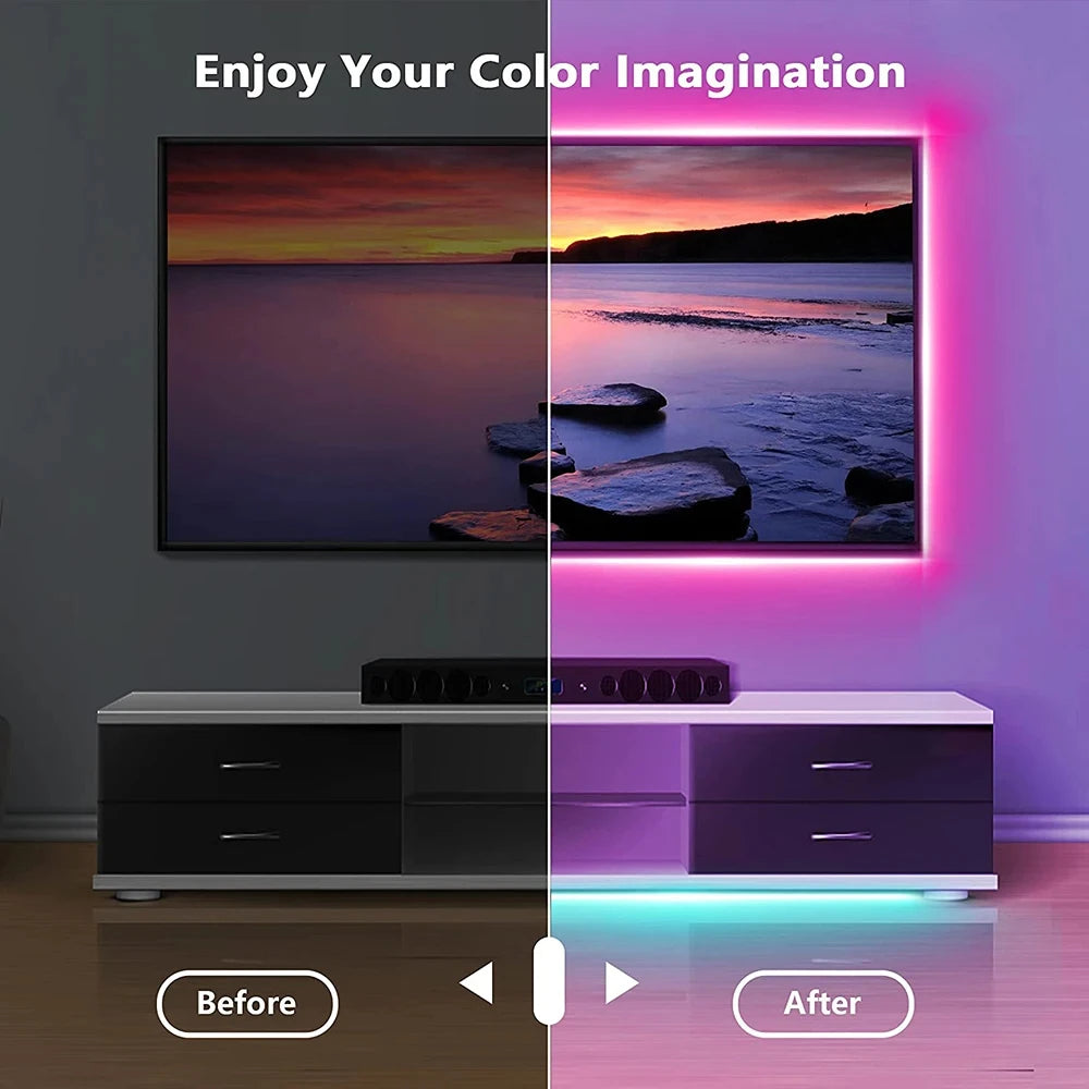 Bandes lumineuses LED Bluetooth Smart SMD 5050 APP Télécommande Ruban flexible Lampe à diode Ruban TV Rétroéclairage Salle de jeux Décoration de la maison