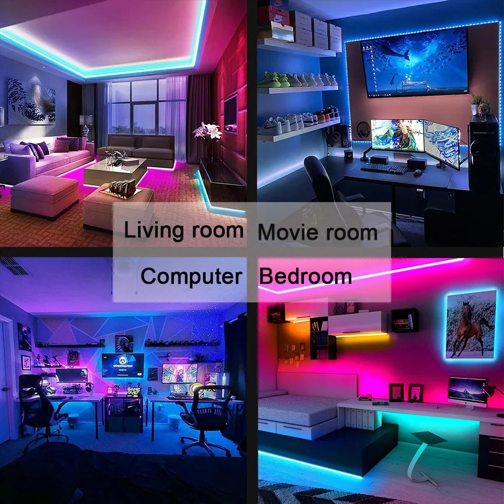 Bandes lumineuses LED Bluetooth Smart SMD 5050 APP Télécommande Ruban flexible Lampe à diode Ruban TV Rétroéclairage Salle de jeux Décoration de la maison
