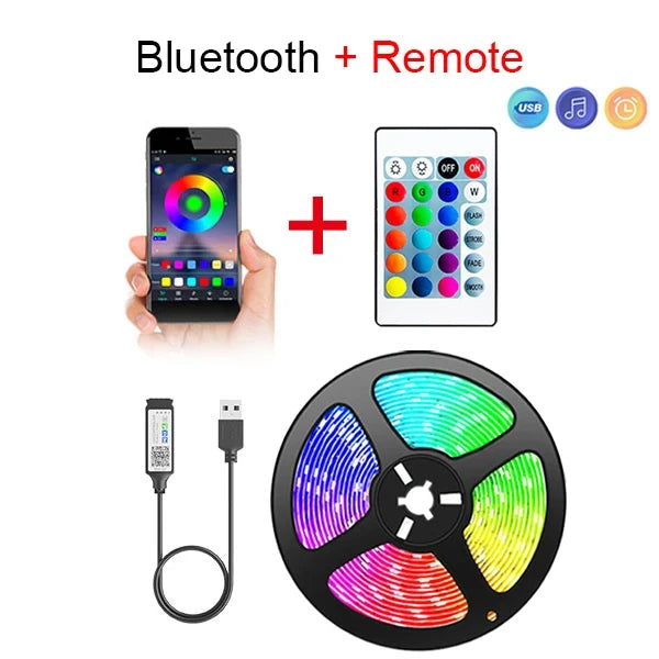 Bandes lumineuses LED Bluetooth Smart SMD 5050 APP Télécommande Ruban flexible Lampe à diode Ruban TV Rétroéclairage Salle de jeux Décoration de la maison