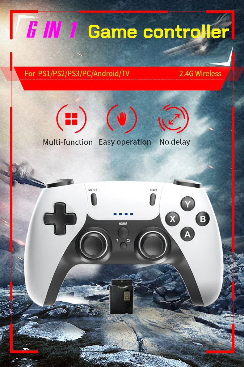 Contrôleur de jeu sans fil pour PS1 PS2 PS3 PC Android Contrôleur sans fil Jeu vidéo Console de jeu portable Manette de jeu de divertissement