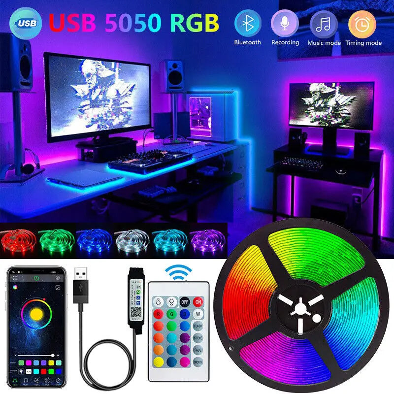 Bandes lumineuses LED Bluetooth Smart SMD 5050 APP Télécommande Ruban flexible Lampe à diode Ruban TV Rétroéclairage Salle de jeux Décoration de la maison