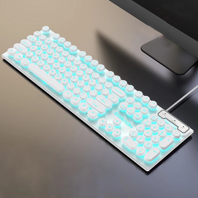 Clavier de joueur pour Dota LOL CS Esports Games Vintage Punk Style Gaming Teclados USB Wired RGB Light Multi Media Office Keyboard