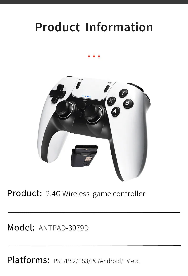 Contrôleur de jeu sans fil pour PS1 PS2 PS3 PC Android Contrôleur sans fil Jeu vidéo Console de jeu portable Manette de jeu de divertissement