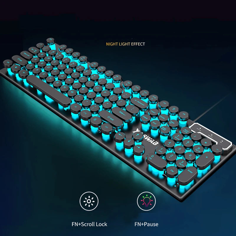 Clavier de joueur pour Dota LOL CS Esports Games Vintage Punk Style Gaming Teclados USB Wired RGB Light Multi Media Office Keyboard