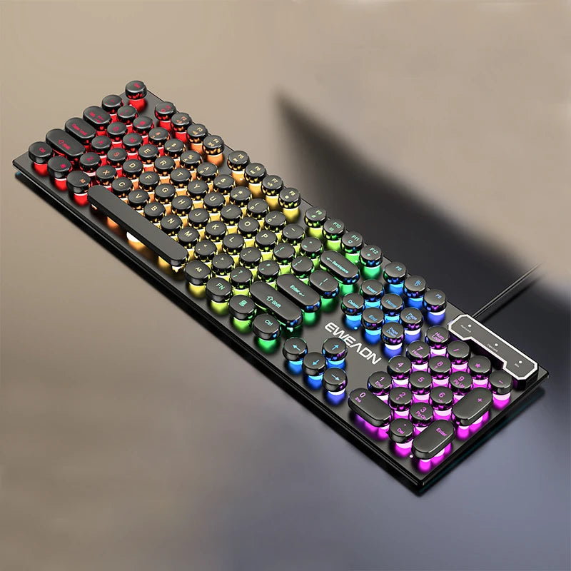 Clavier de joueur pour Dota LOL CS Esports Games Vintage Punk Style Gaming Teclados USB Wired RGB Light Multi Media Office Keyboard
