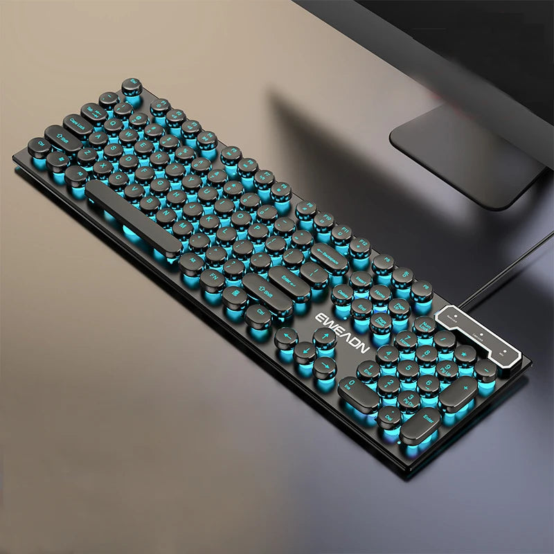Clavier de joueur pour Dota LOL CS Esports Games Vintage Punk Style Gaming Teclados USB Wired RGB Light Multi Media Office Keyboard