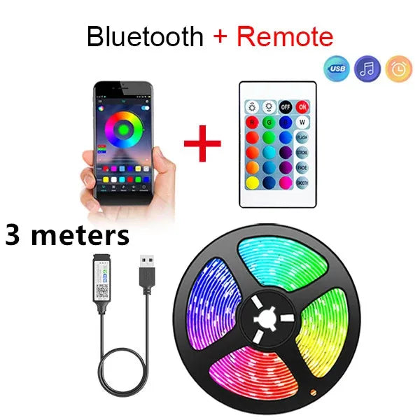 Bandes lumineuses LED Bluetooth Smart SMD 5050 APP Télécommande Ruban flexible Lampe à diode Ruban TV Rétroéclairage Salle de jeux Décoration de la maison