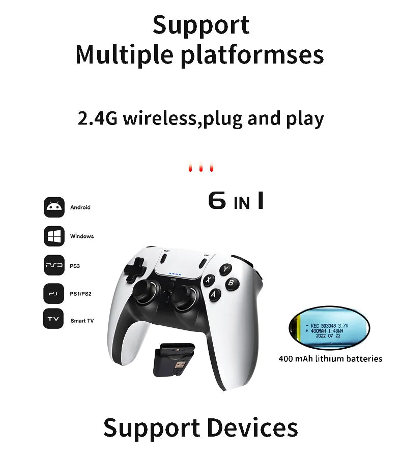 Contrôleur de jeu sans fil pour PS1 PS2 PS3 PC Android Contrôleur sans fil Jeu vidéo Console de jeu portable Manette de jeu de divertissement
