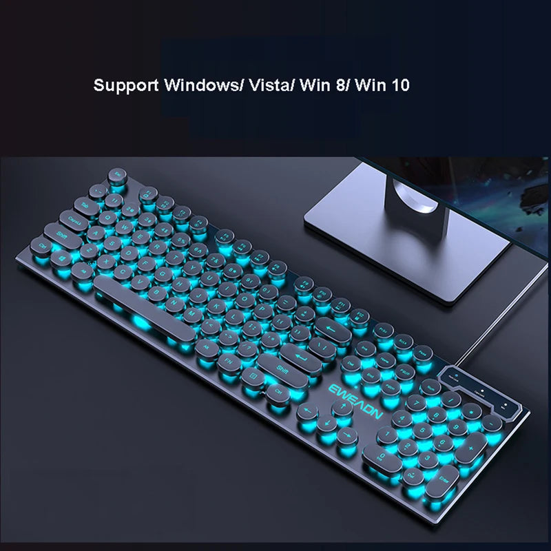 Clavier de joueur pour Dota LOL CS Esports Games Vintage Punk Style Gaming Teclados USB Wired RGB Light Multi Media Office Keyboard