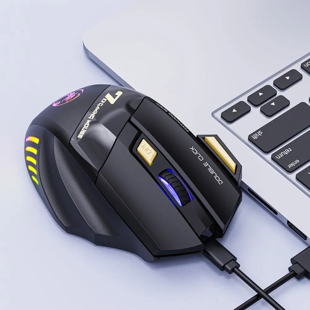 Souris de jeu sans fil USB IMICE GW-X7 3200DPI Double mode Rechargeable 7 touches 2.4Ghz Souris silencieuse Bluetooth LED de respiration 7 couleurs
