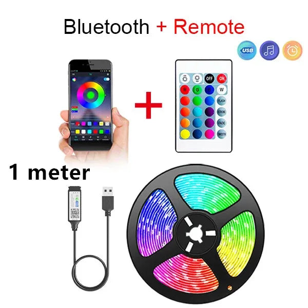 Bandes lumineuses LED Bluetooth Smart SMD 5050 APP Télécommande Ruban flexible Lampe à diode Ruban TV Rétroéclairage Salle de jeux Décoration de la maison