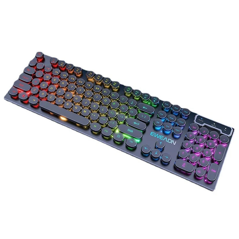 Clavier de joueur pour Dota LOL CS Esports Games Vintage Punk Style Gaming Teclados USB Wired RGB Light Multi Media Office Keyboard